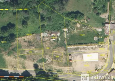 Katastrální mapa pozemku v Chudolazech s vyznačenými parcelami 146/16 a 585