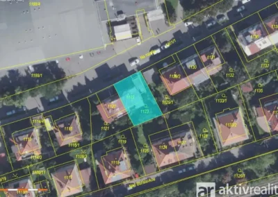 Letecký snímek vily a pozemku o rozloze 365 m² v ulici Na Rozdílu v Praze Vokovicích